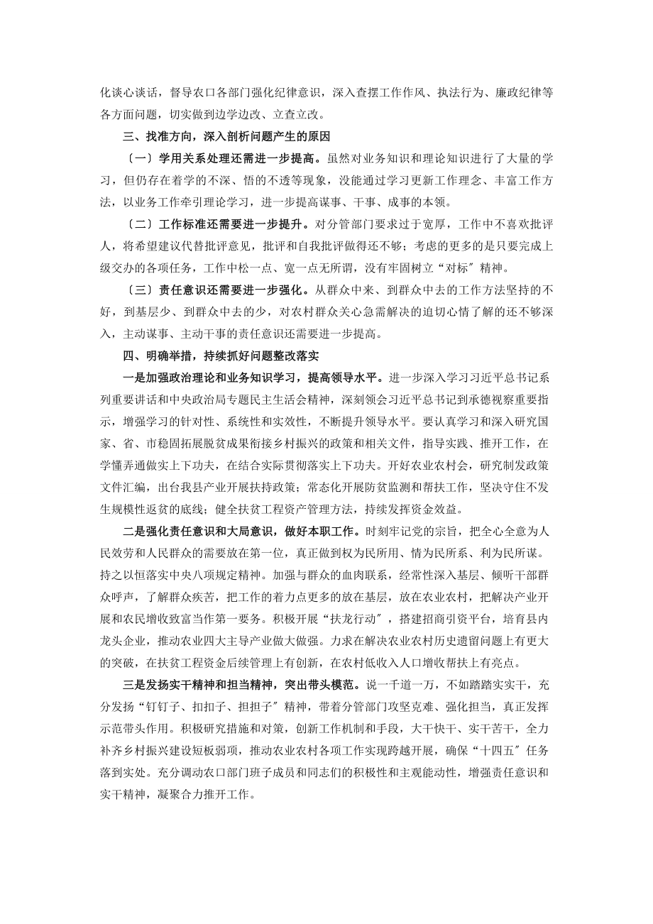 2023年副县长党史学习教育专题民主生活会五个带头发言提纲.docx_第3页