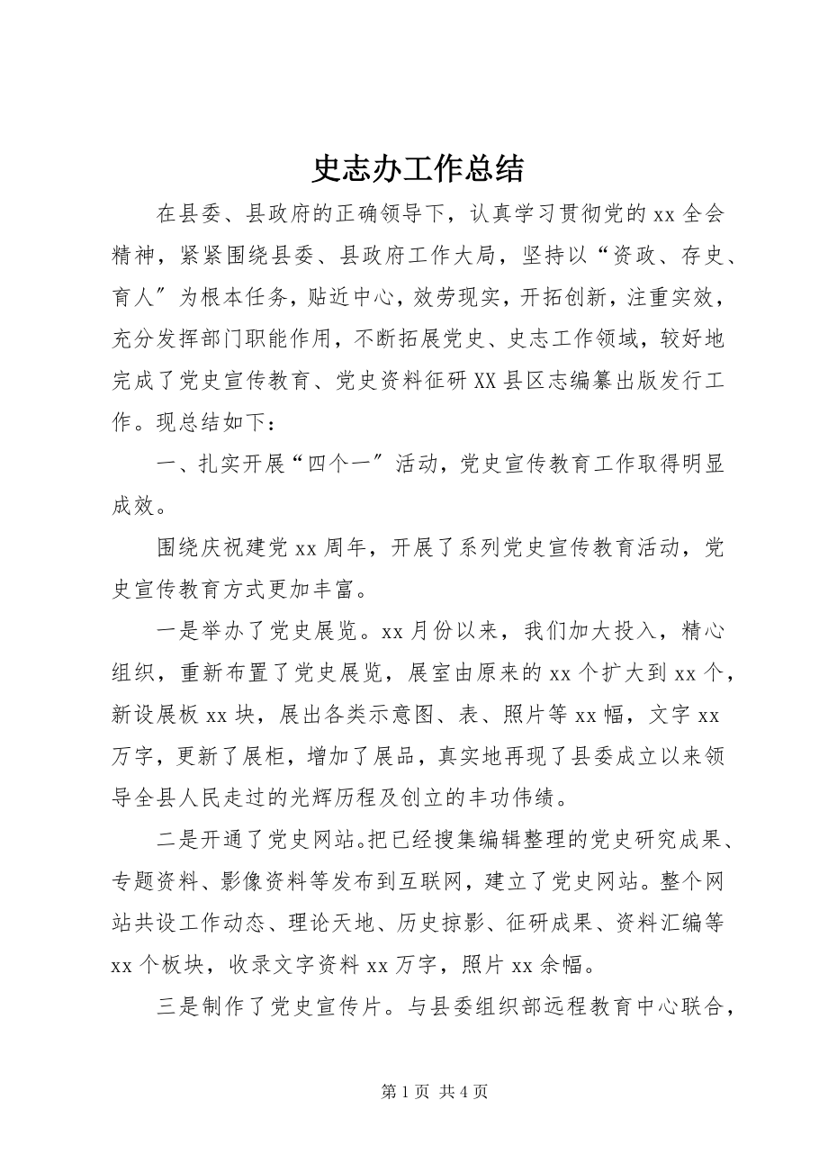 2023年史志办工作总结.docx_第1页