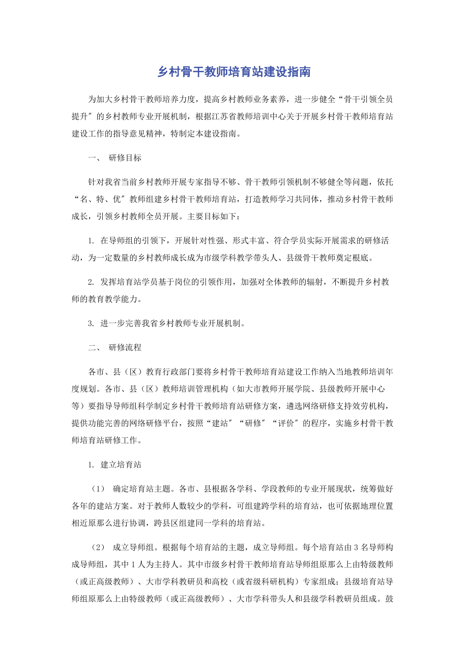 2023年乡村骨干教师培育站建设指南.docx_第1页