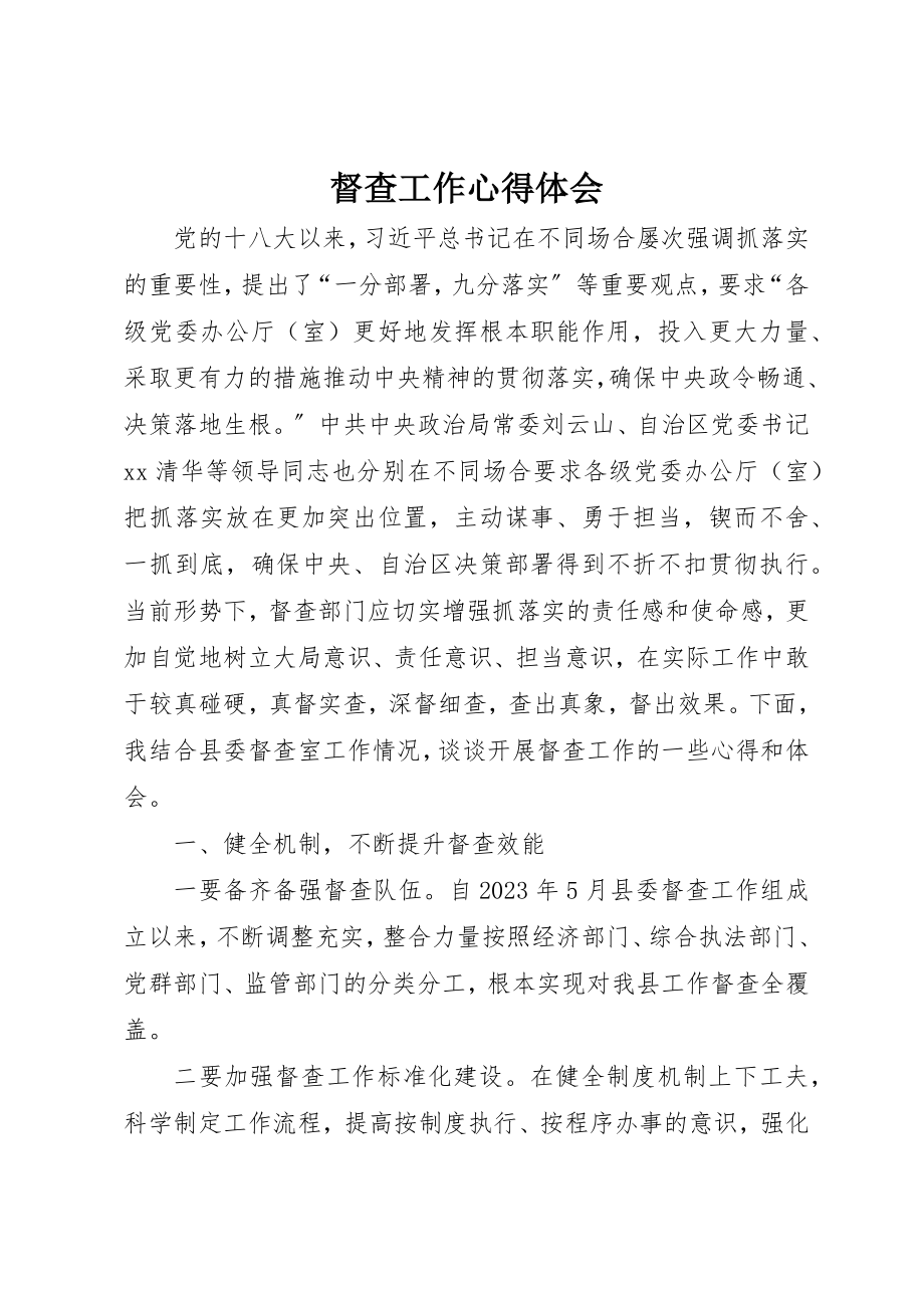 2023年督查工作心得体会新编.docx_第1页