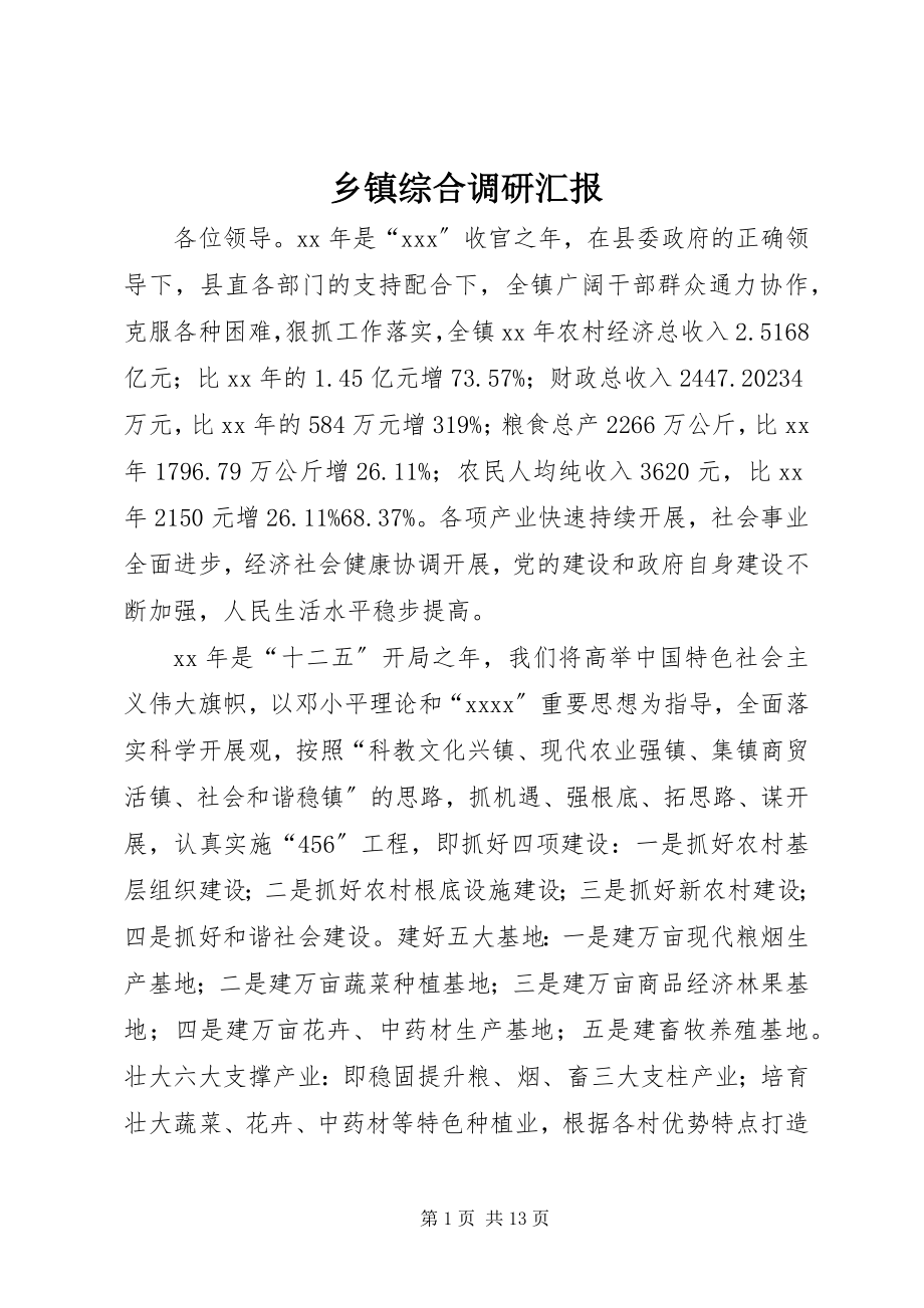 2023年乡镇综合调研汇报.docx_第1页