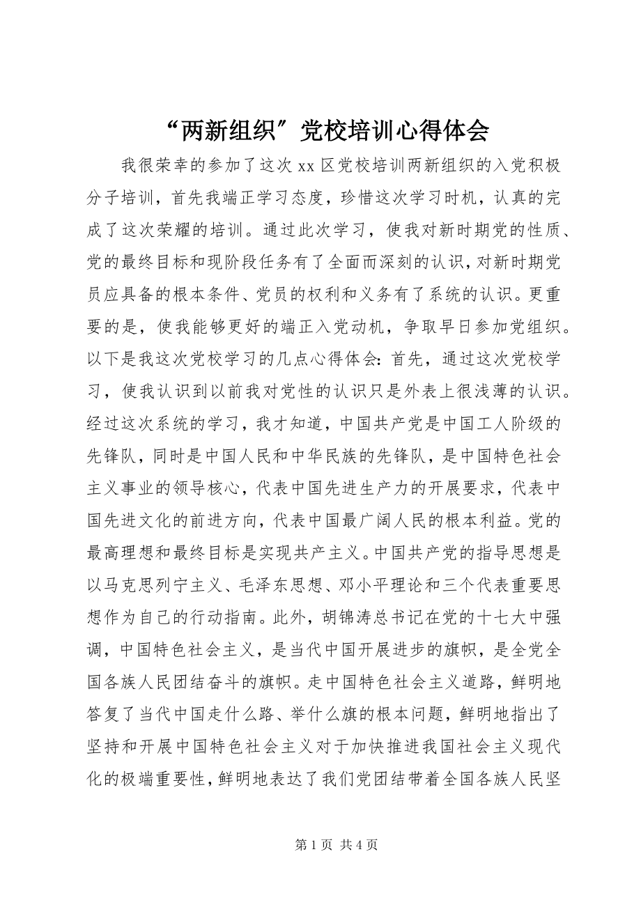 2023年“两新组织”党校培训心得体会新编.docx_第1页