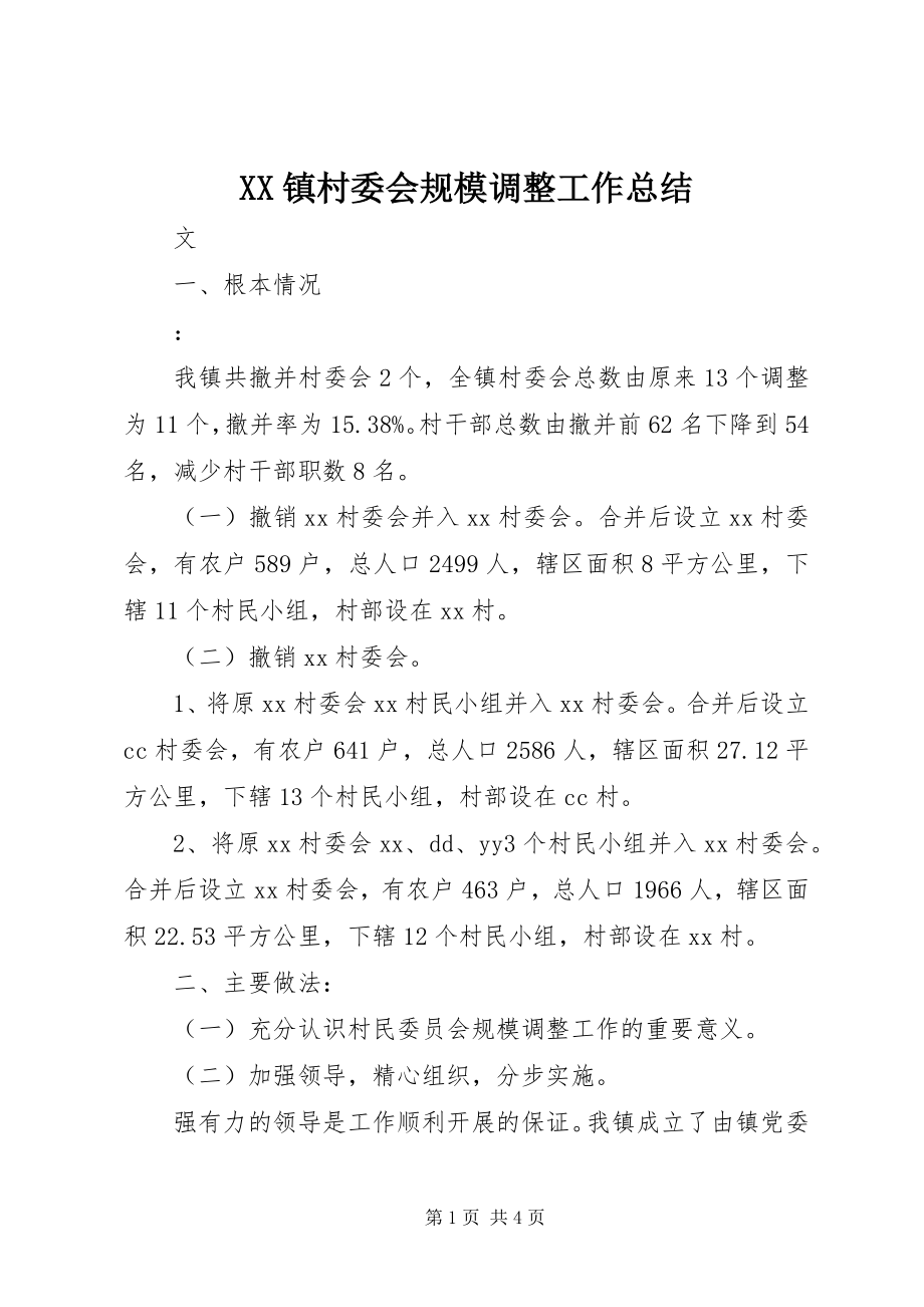 2023年XX镇村委会规模调整工作总结新编.docx_第1页