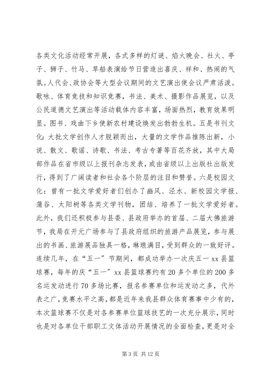 2023年我县文化体育活动及产业发展情况的汇报.docx_第3页