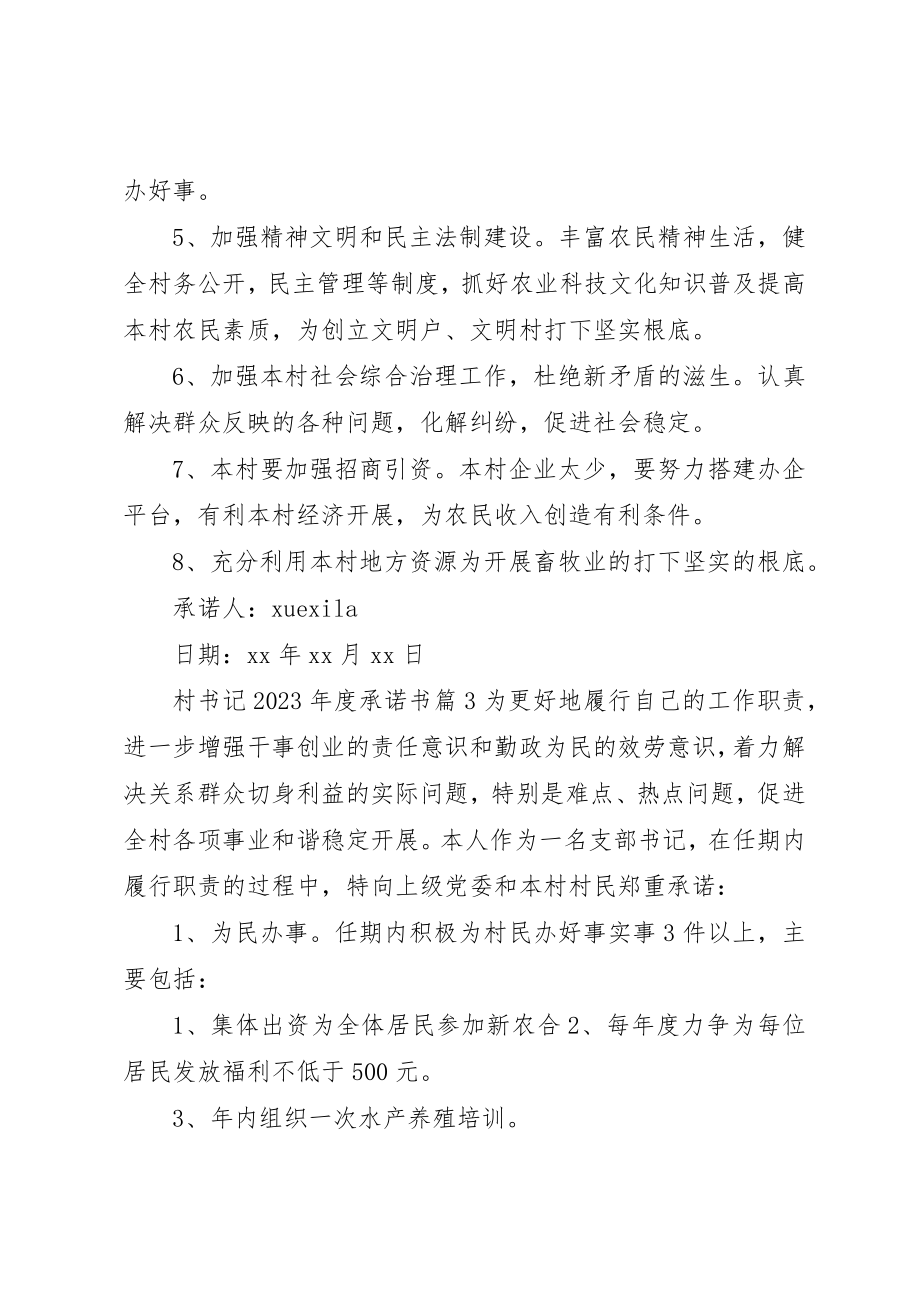 2023年村书记某年度承诺书新编.docx_第3页