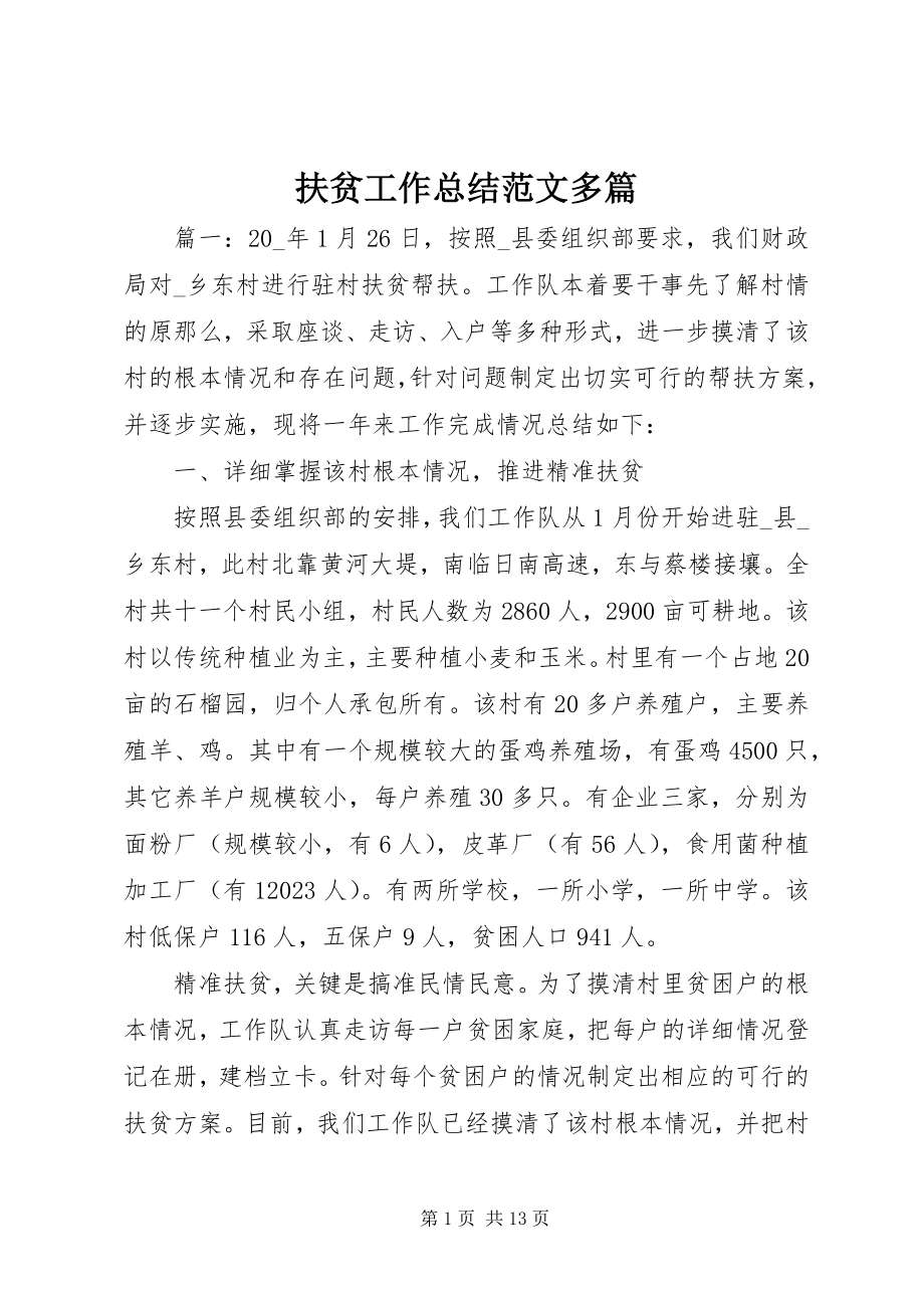 2023年扶贫工作总结精选多篇.docx_第1页