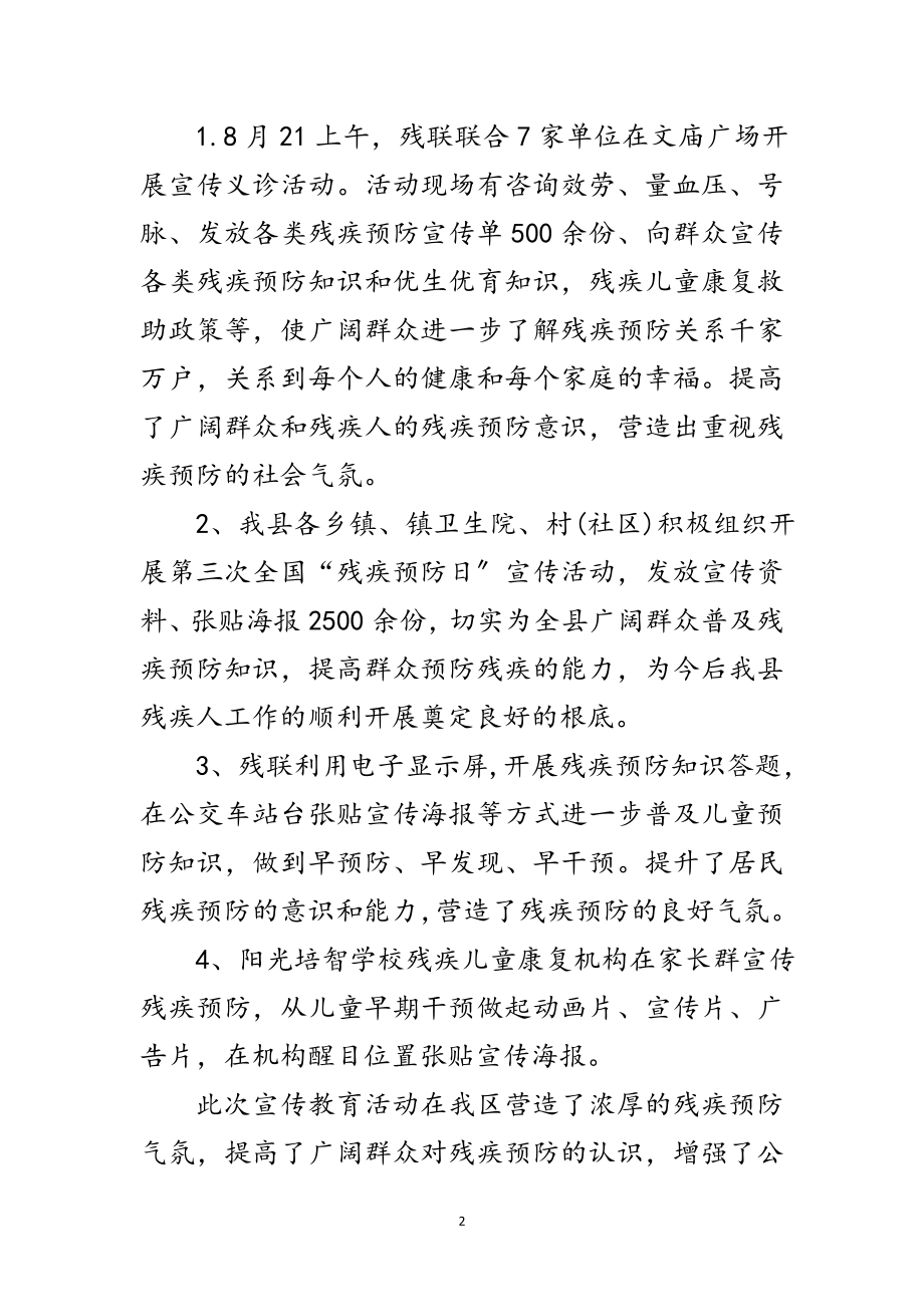 2023年残疾预防日宣传教育活动总结范文.doc_第2页