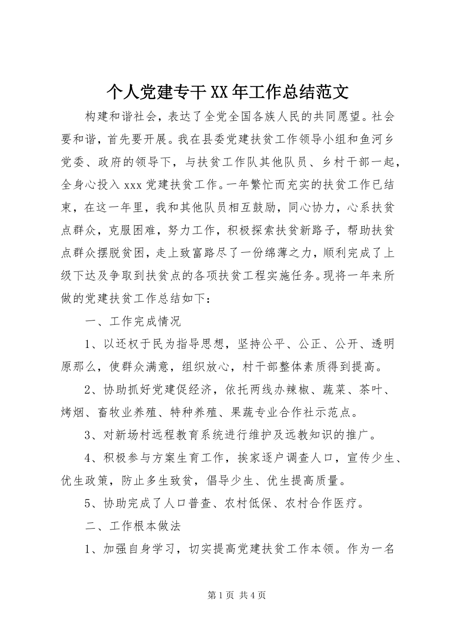 2023年个人党建专干某年工作总结.docx_第1页