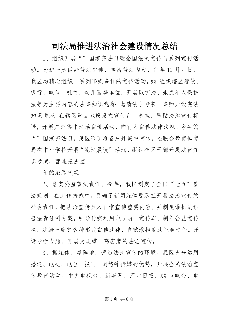 2023年司法局推进法治社会建设情况总结.docx_第1页