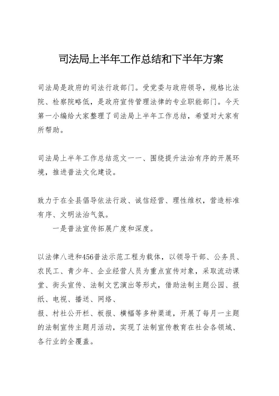 2023年司法局上半年工作总结和下半年计划.doc_第1页