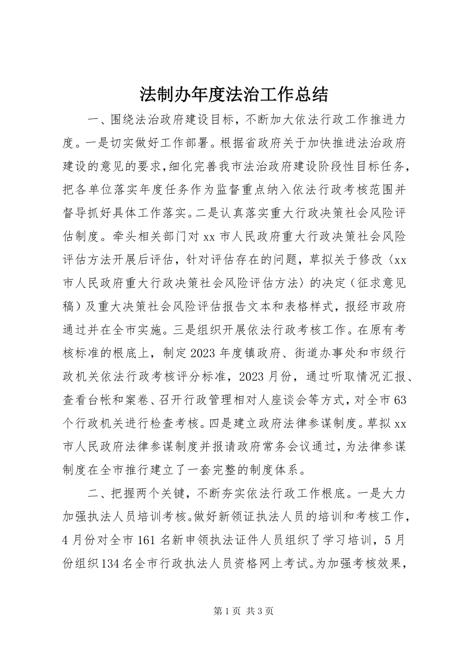 2023年法制办年度法治工作总结.docx_第1页