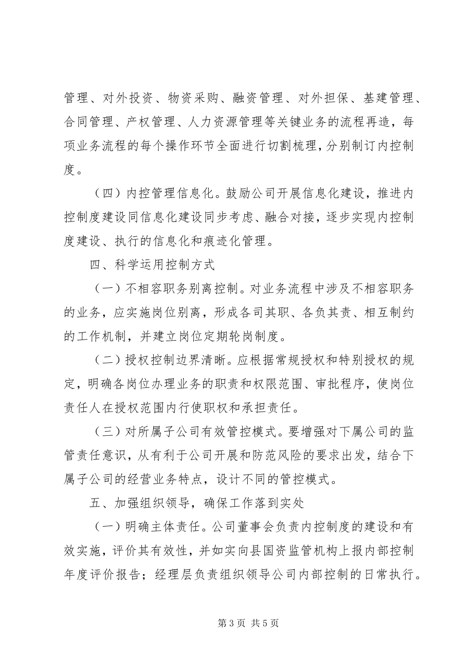 2023年进一步加强县属国有公司内部控制工作的指导意见.docx_第3页