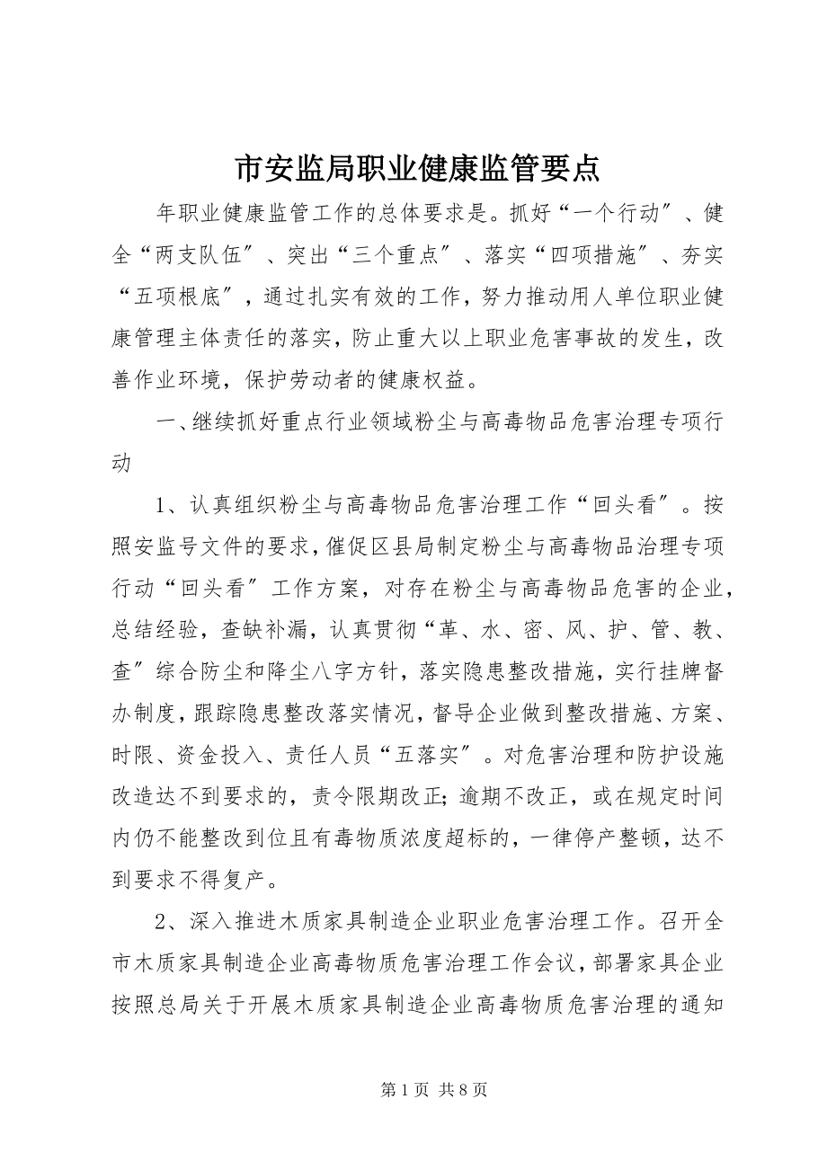 2023年市安监局职业健康监管要点.docx_第1页