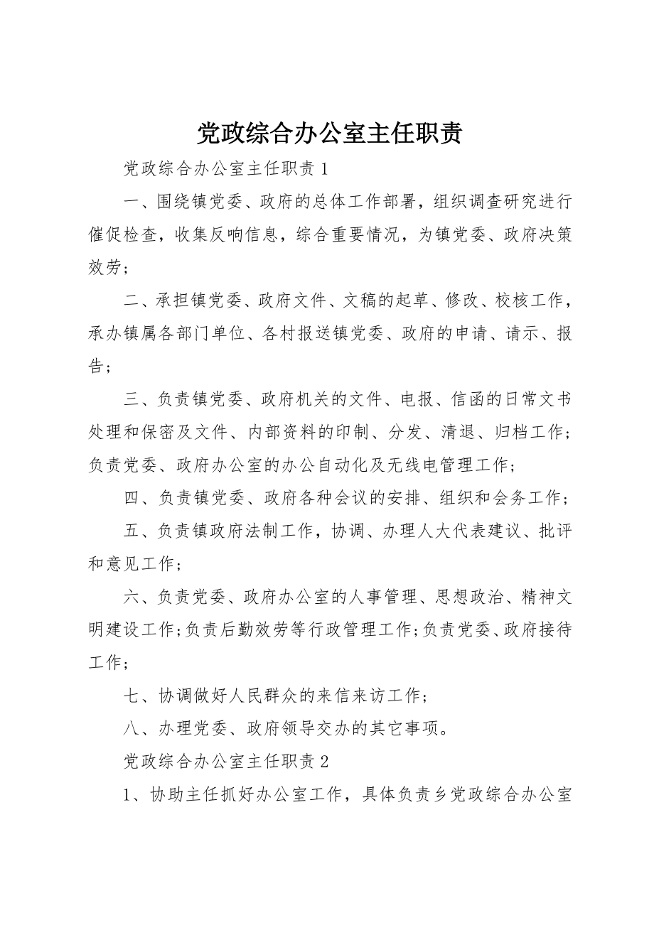 2023年党政综合办公室主任职责.docx_第1页