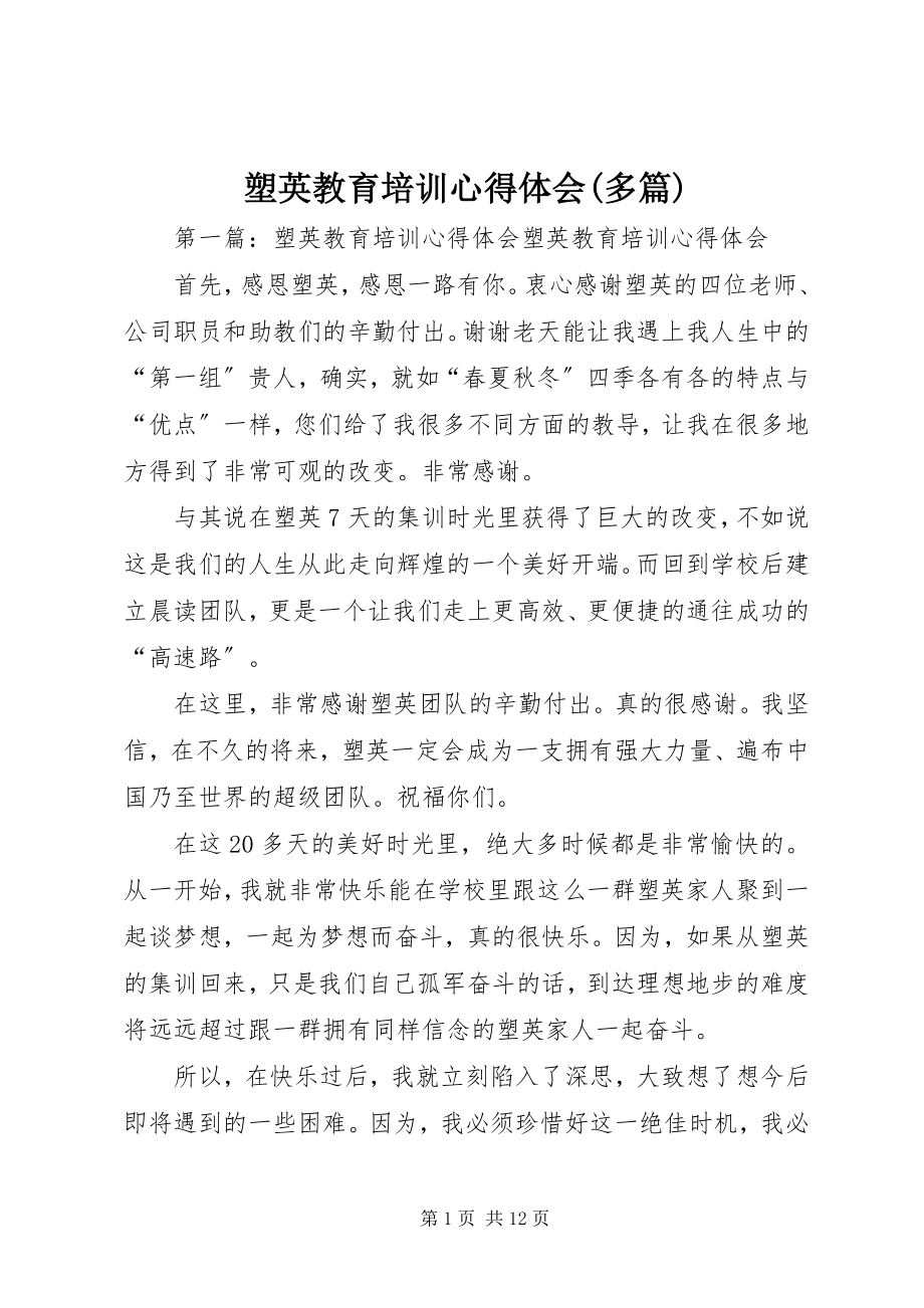 2023年塑英教育培训心得体会多篇.docx_第1页