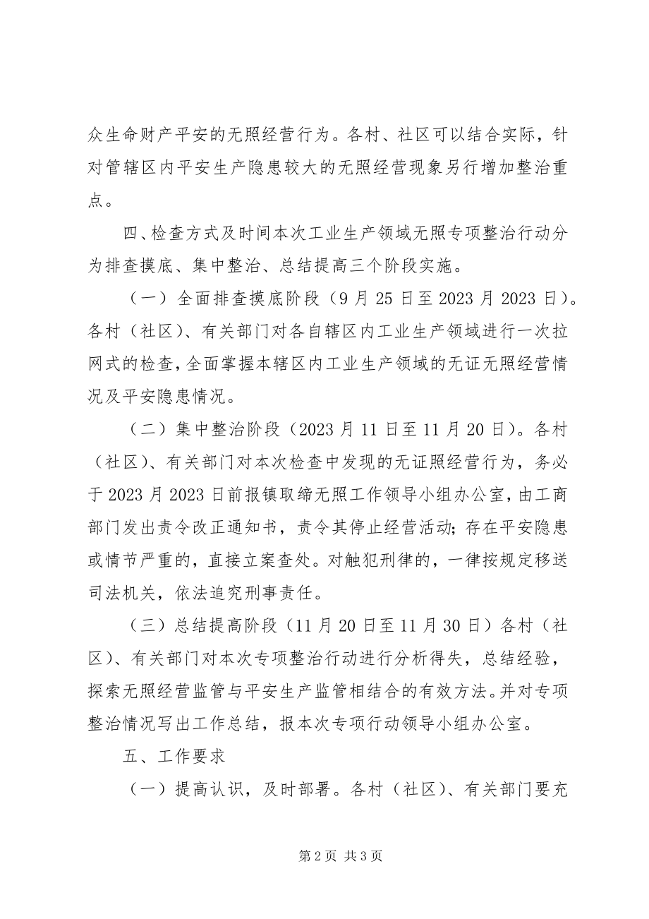 2023年工业生产领域无照经营专项整治方案.docx_第2页