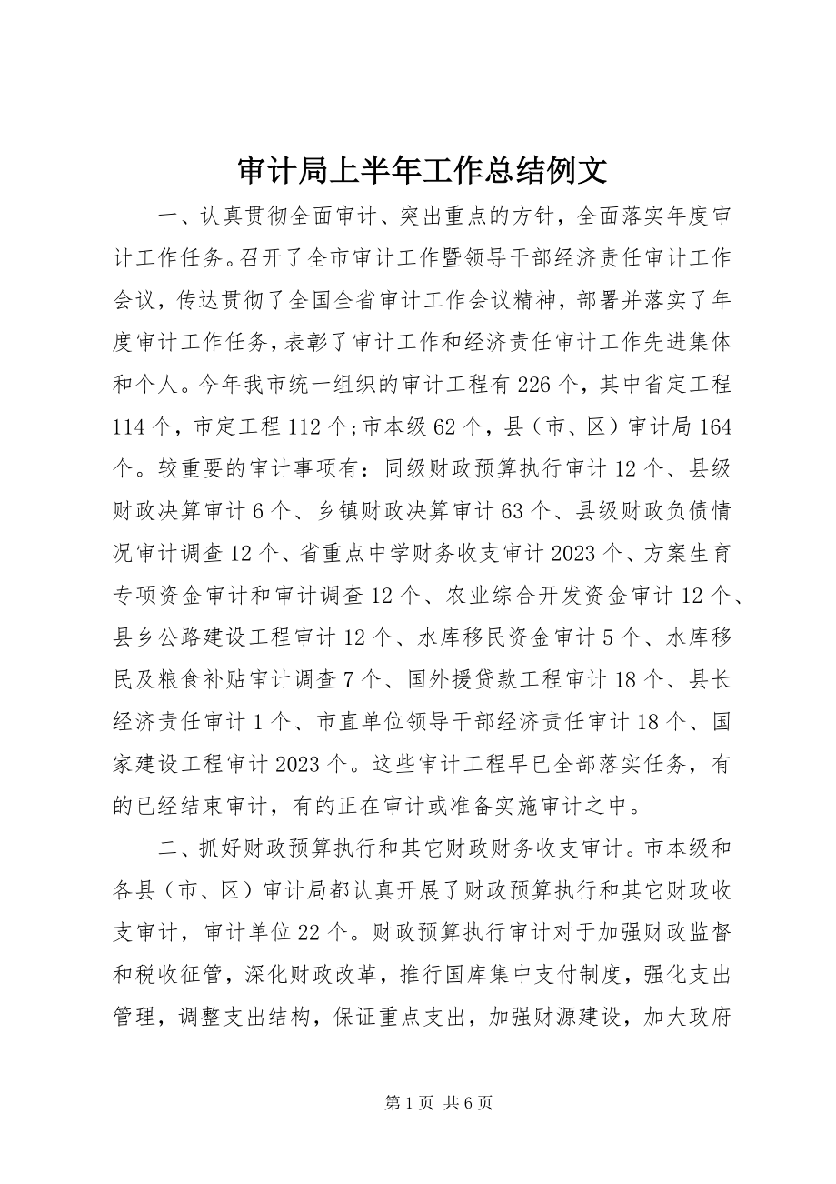 2023年审计局上半年工作总结例文.docx_第1页