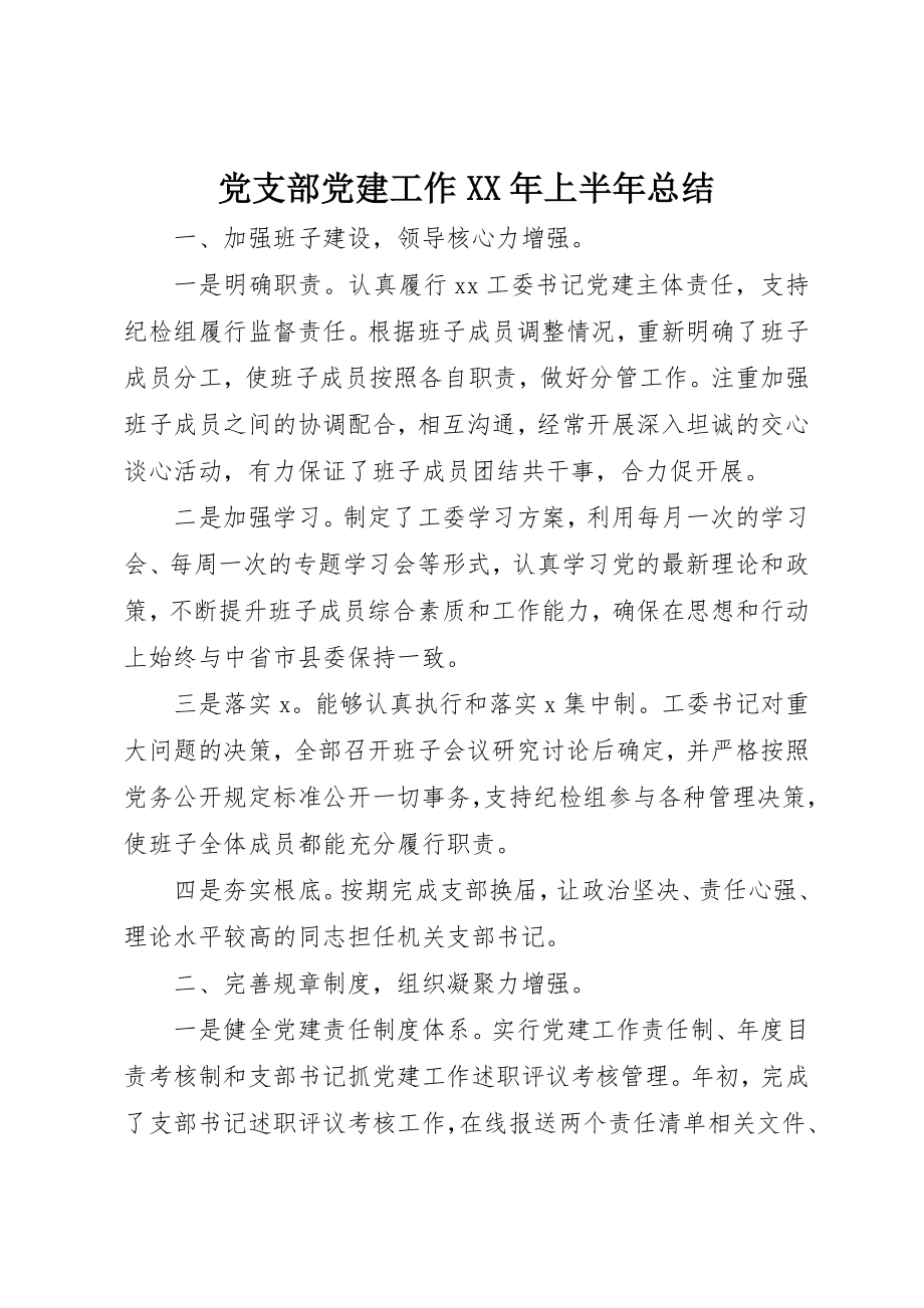 2023年党支部党建工作某年上半年总结.docx_第1页