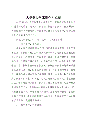 2023年大学党委学工部个人总结.docx