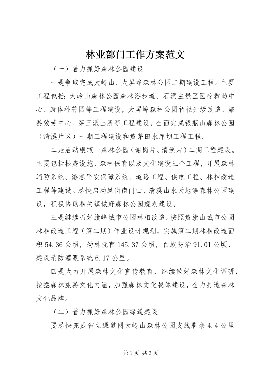 2023年林业部门工作计划.docx_第1页