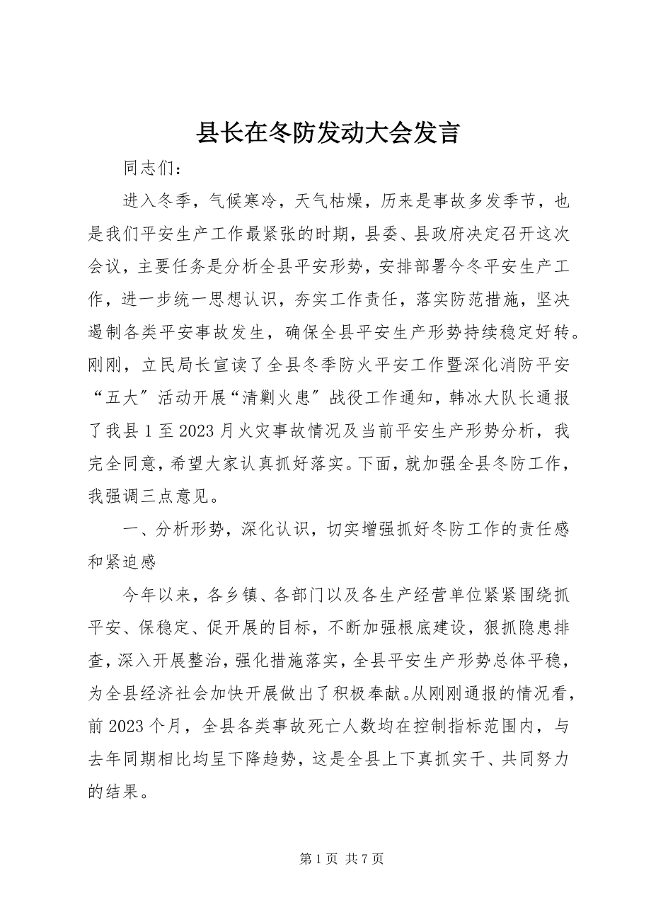 2023年县长在冬防动员大会讲话.docx_第1页