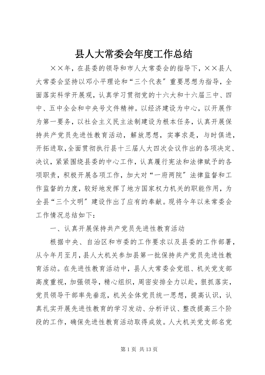 2023年县人大常委会年度工作总结.docx_第1页