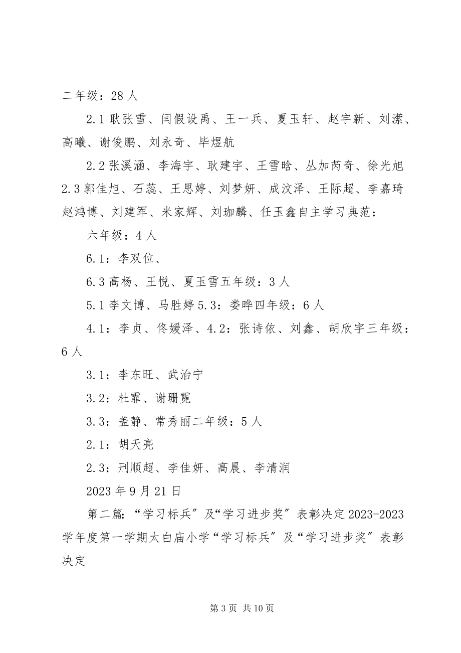 2023年学习标兵及学习进步奖表彰决.docx_第3页