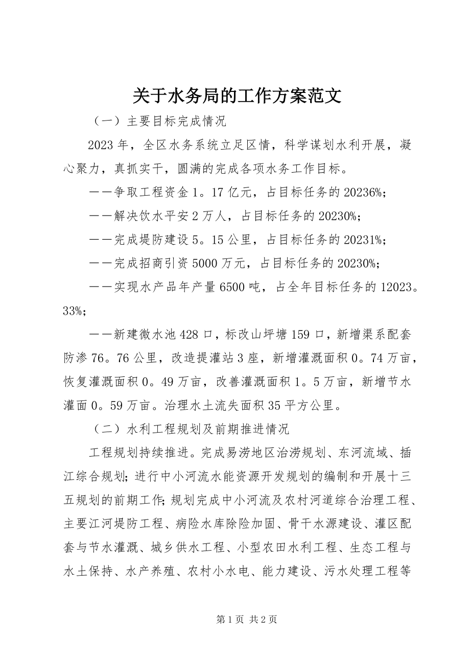 2023年水务局的工作计划.docx_第1页