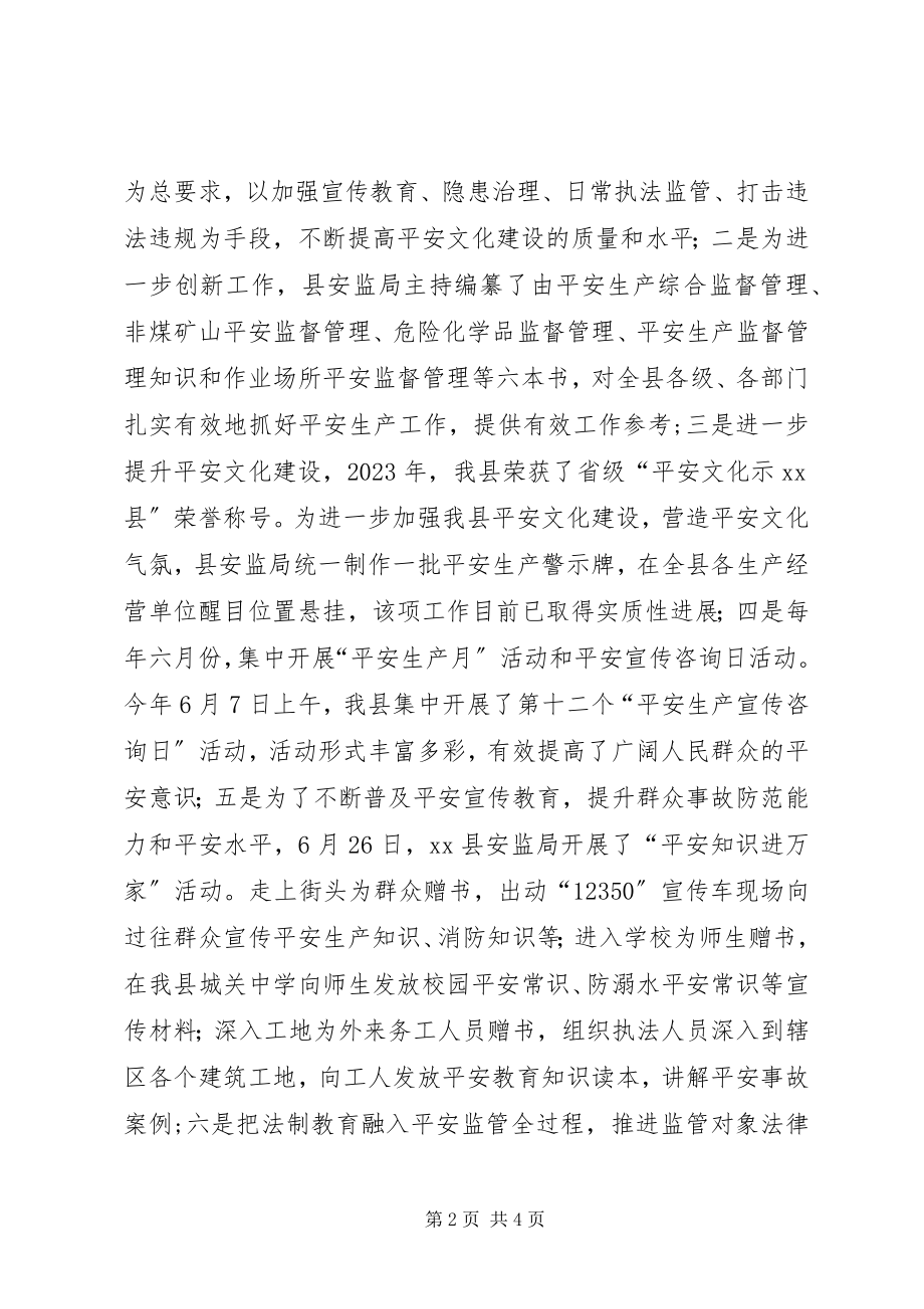 2023年县安监局普法依法治理情况工作汇报.docx_第2页