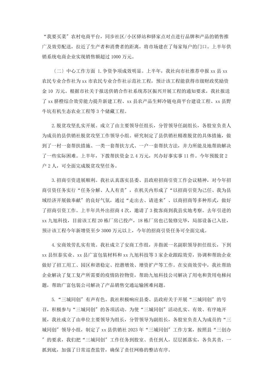 2023年供销社上半年工作总结和下半年工作打算.docx_第2页