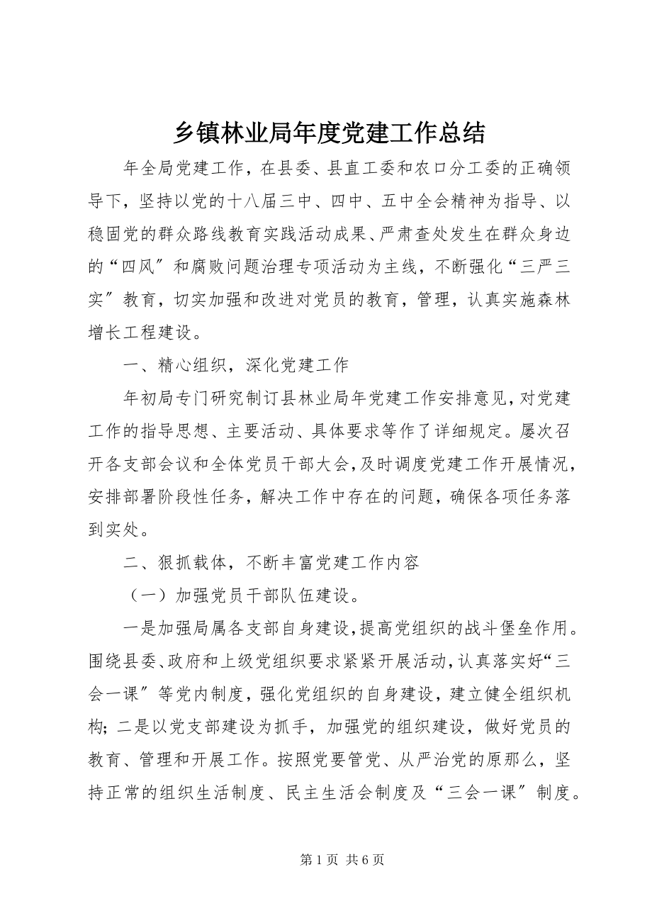 2023年乡镇林业局年度党建工作总结.docx_第1页