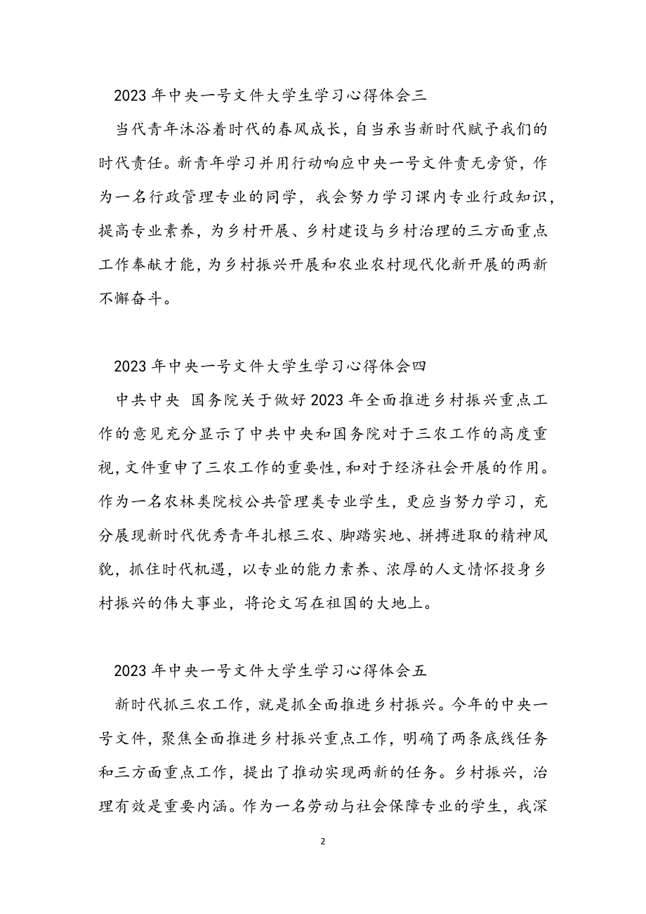 2023年中央一号文件大学生学习心得体会.docx_第2页