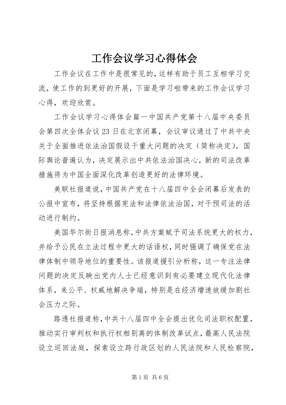 2023年工作会议学习心得体会.docx_第1页