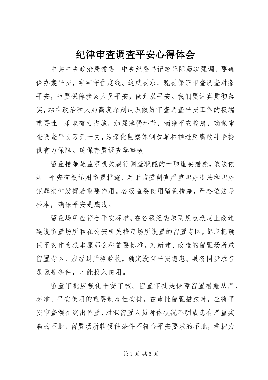 2023年纪律审查调查安全心得体会.docx_第1页