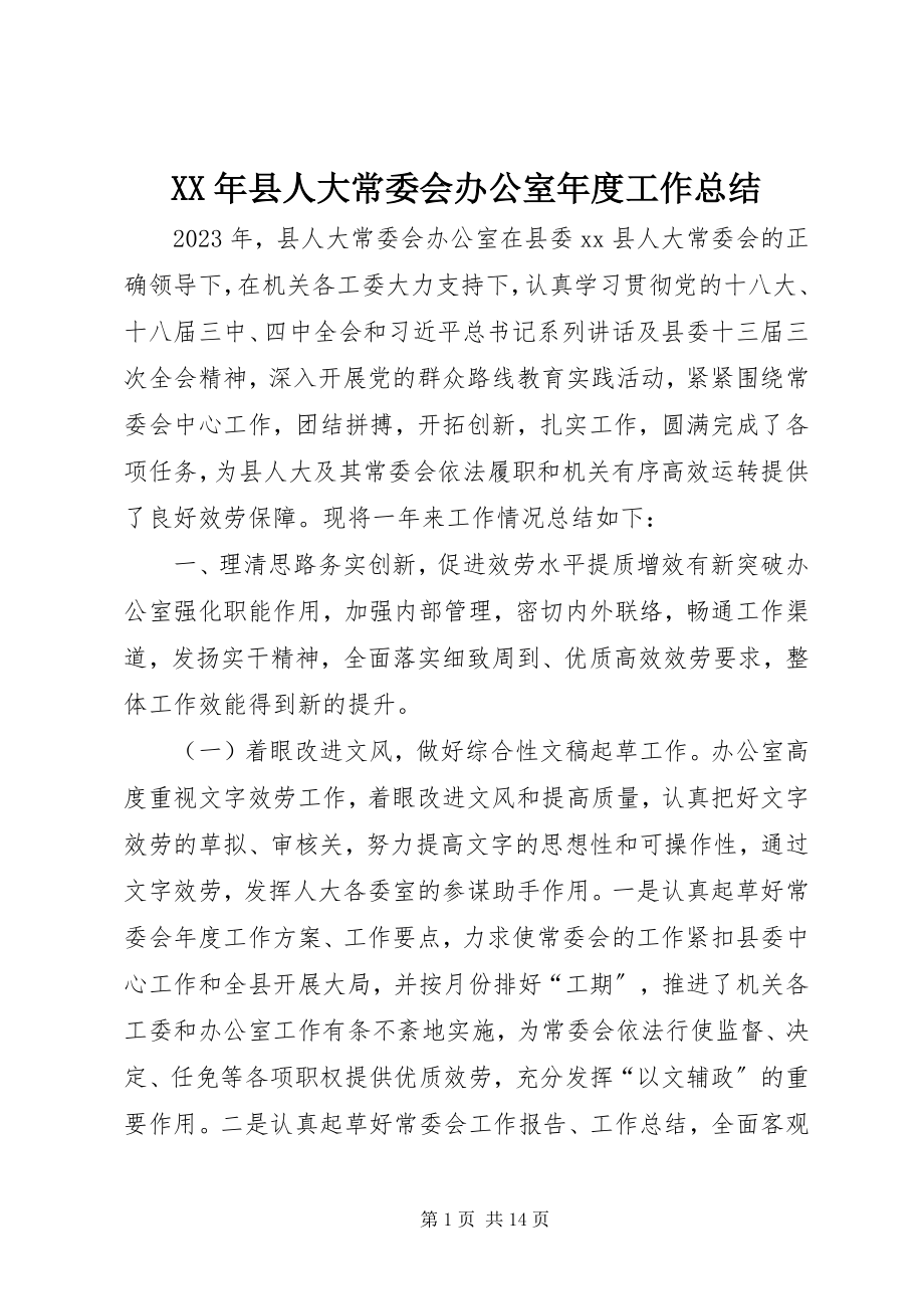 2023年县人大常委会办公室年度工作总结.docx_第1页