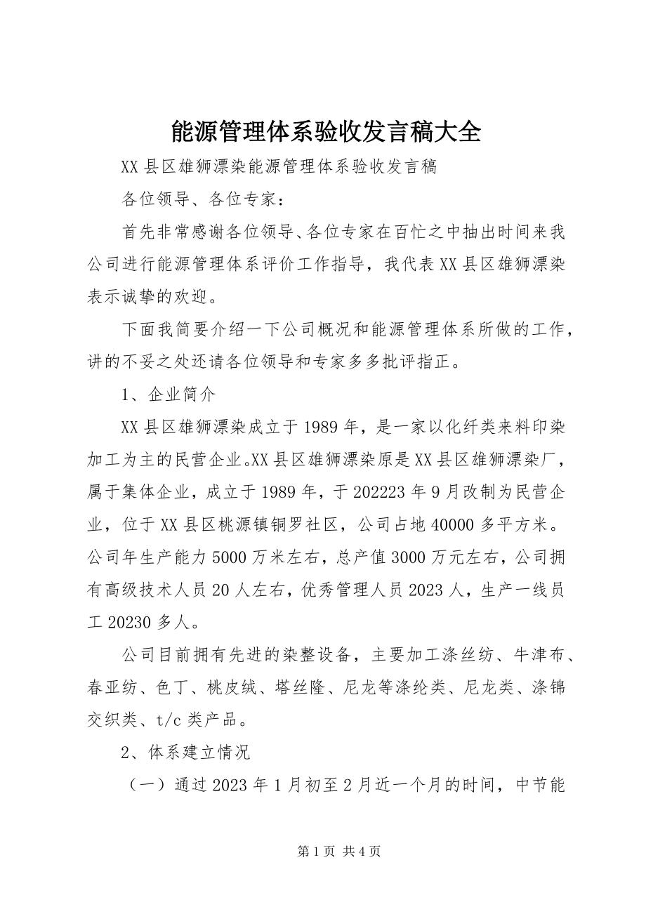 2023年能源管理体系验收讲话稿大全.docx_第1页