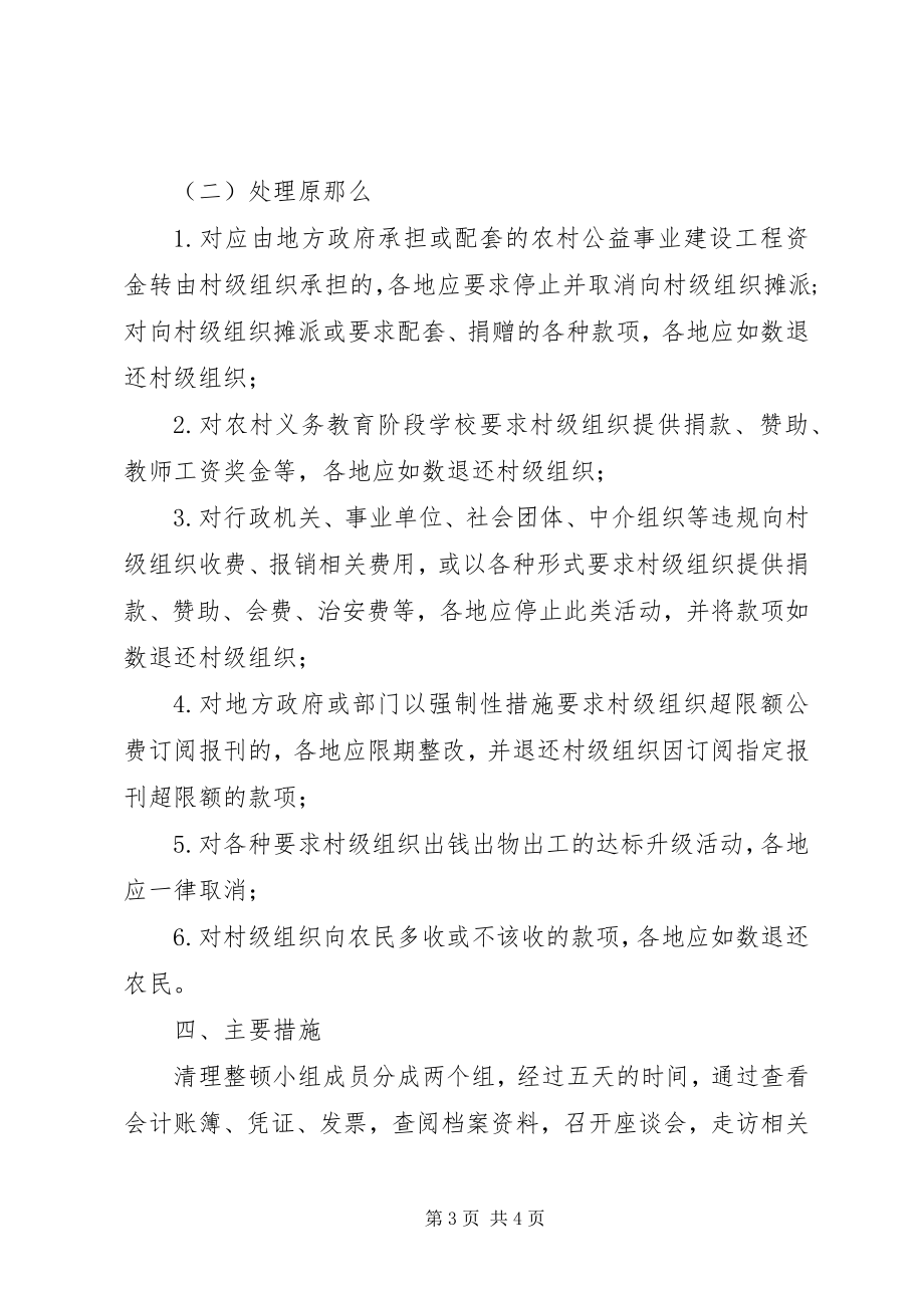 2023年向村级组织收费专项清理整顿活动情况汇报.docx_第3页