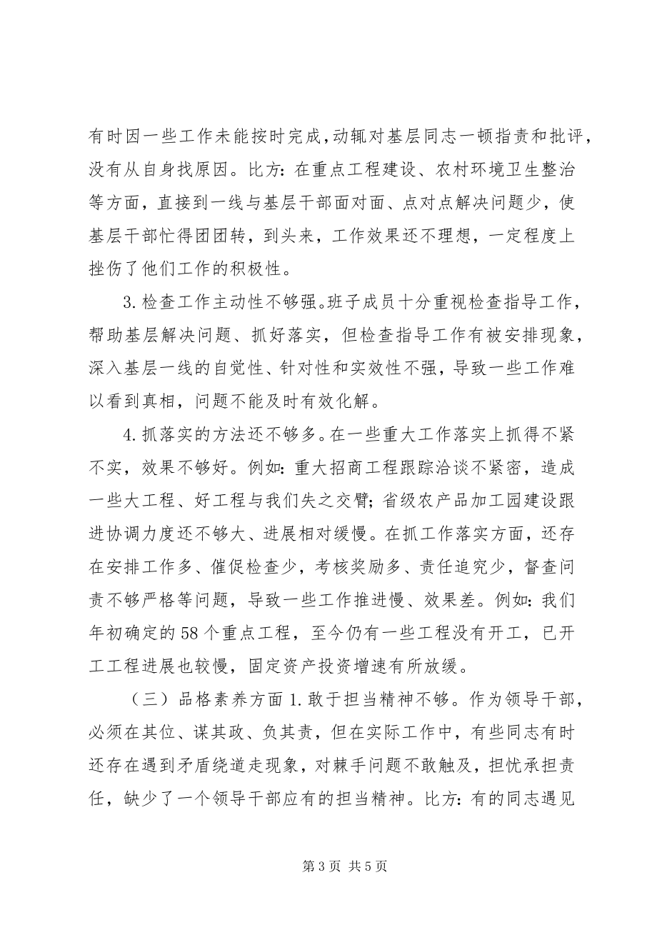 2023年县政府领导班子四个合格方面存在的问题剖析材料.docx_第3页