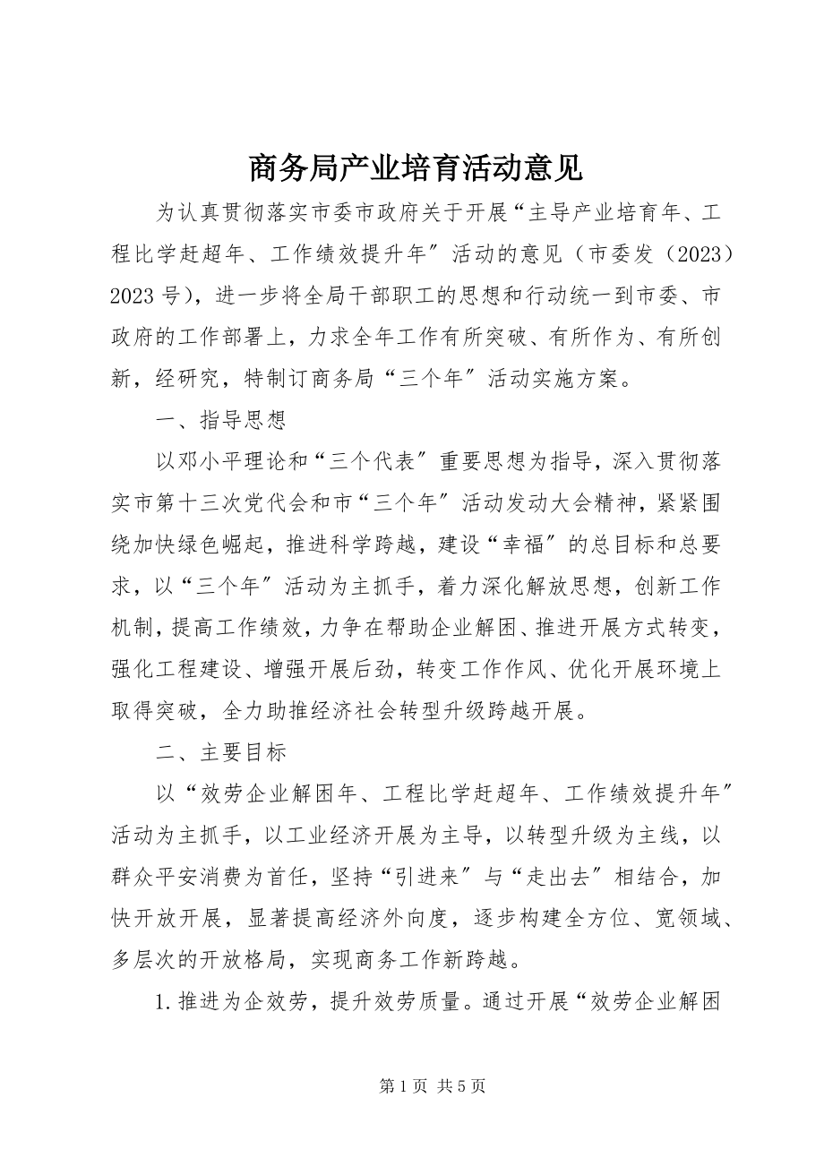 2023年商务局产业培育活动意见.docx_第1页