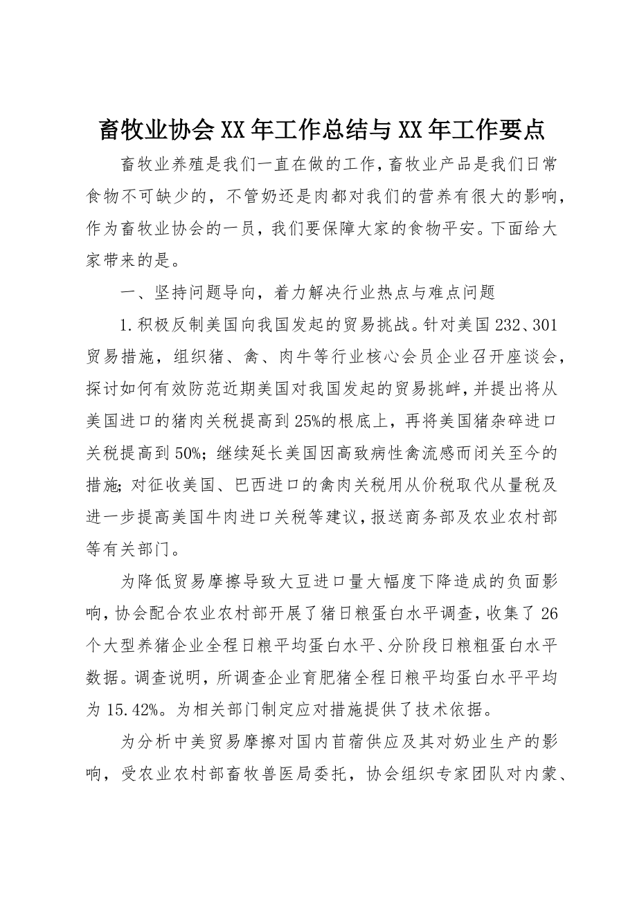 2023年畜牧业协会某年工作总结与某年工作要点新编.docx_第1页