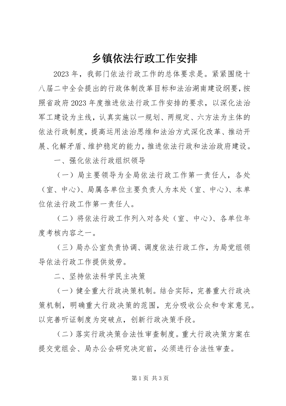 2023年乡镇依法行政工作安排.docx_第1页