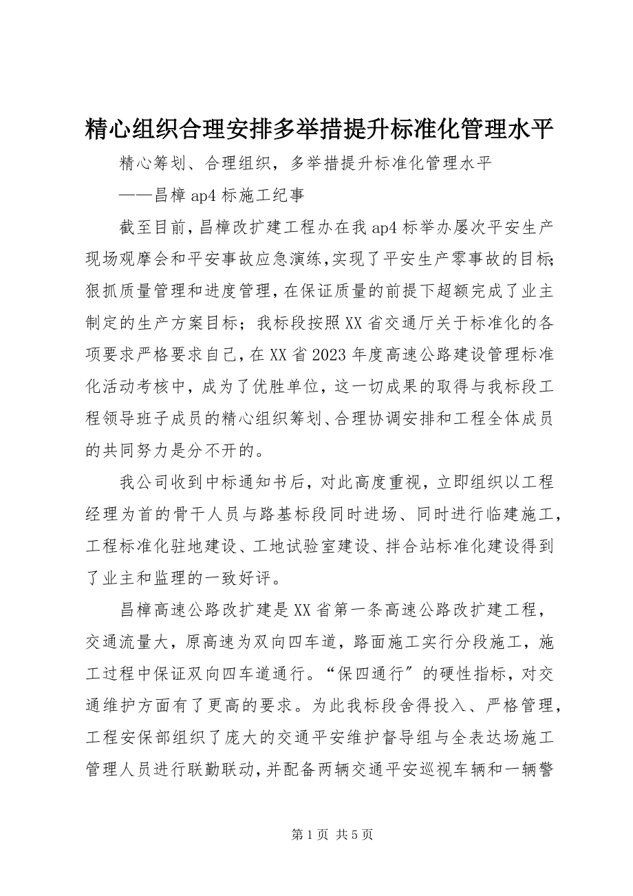 2023年精心组织合理安排多举措提升标准化管理水平.docx_第1页