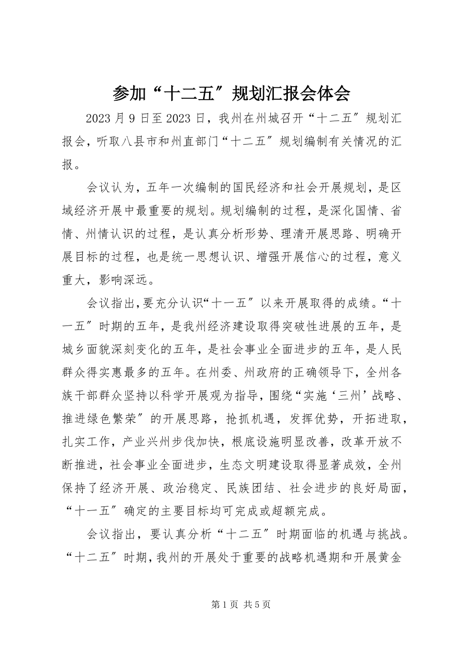 2023年参加“十二五”规划汇报会体会新编.docx_第1页