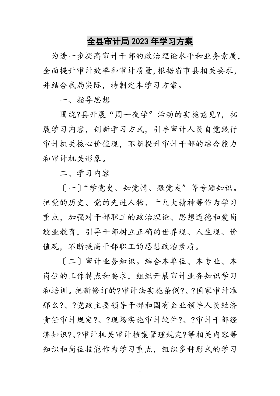 2023年全县审计局年学习计划范文.doc_第1页