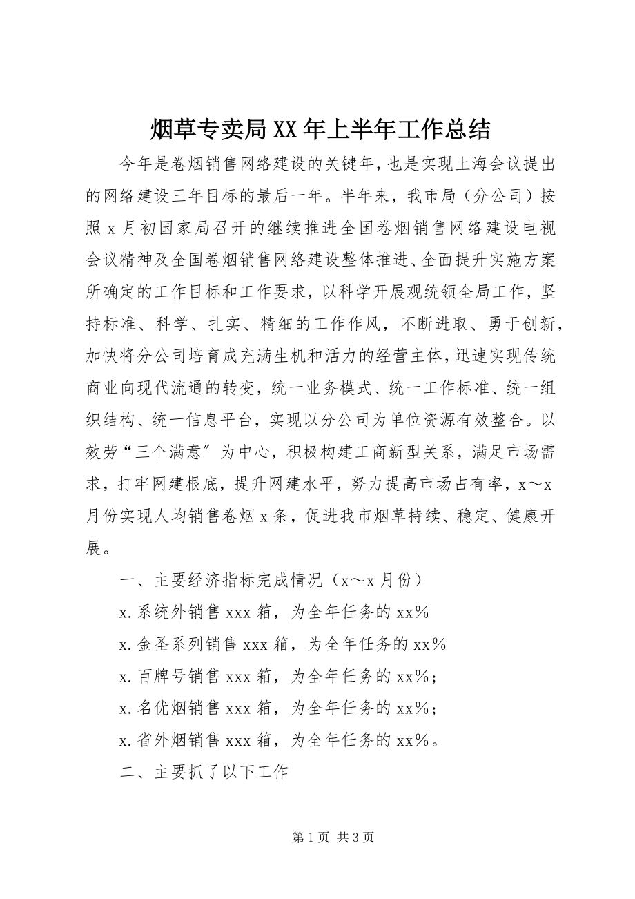 2023年烟草专卖局上半年工作总结2.docx_第1页