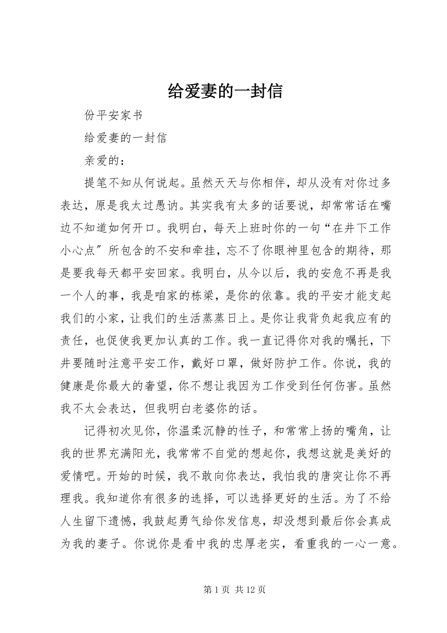 2023年给爱妻的一封信.docx_第1页