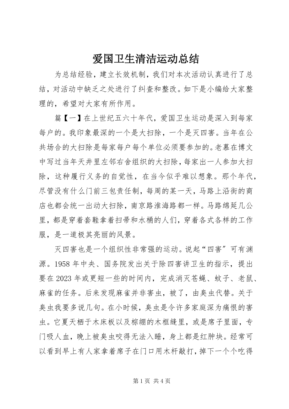 2023年爱国卫生清洁运动总结新编.docx_第1页