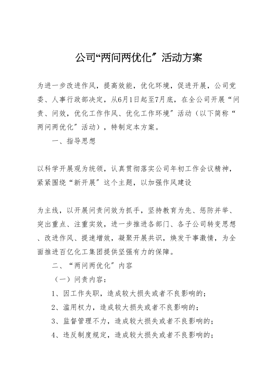 2023年公司两问两优化活动方案 .doc_第1页