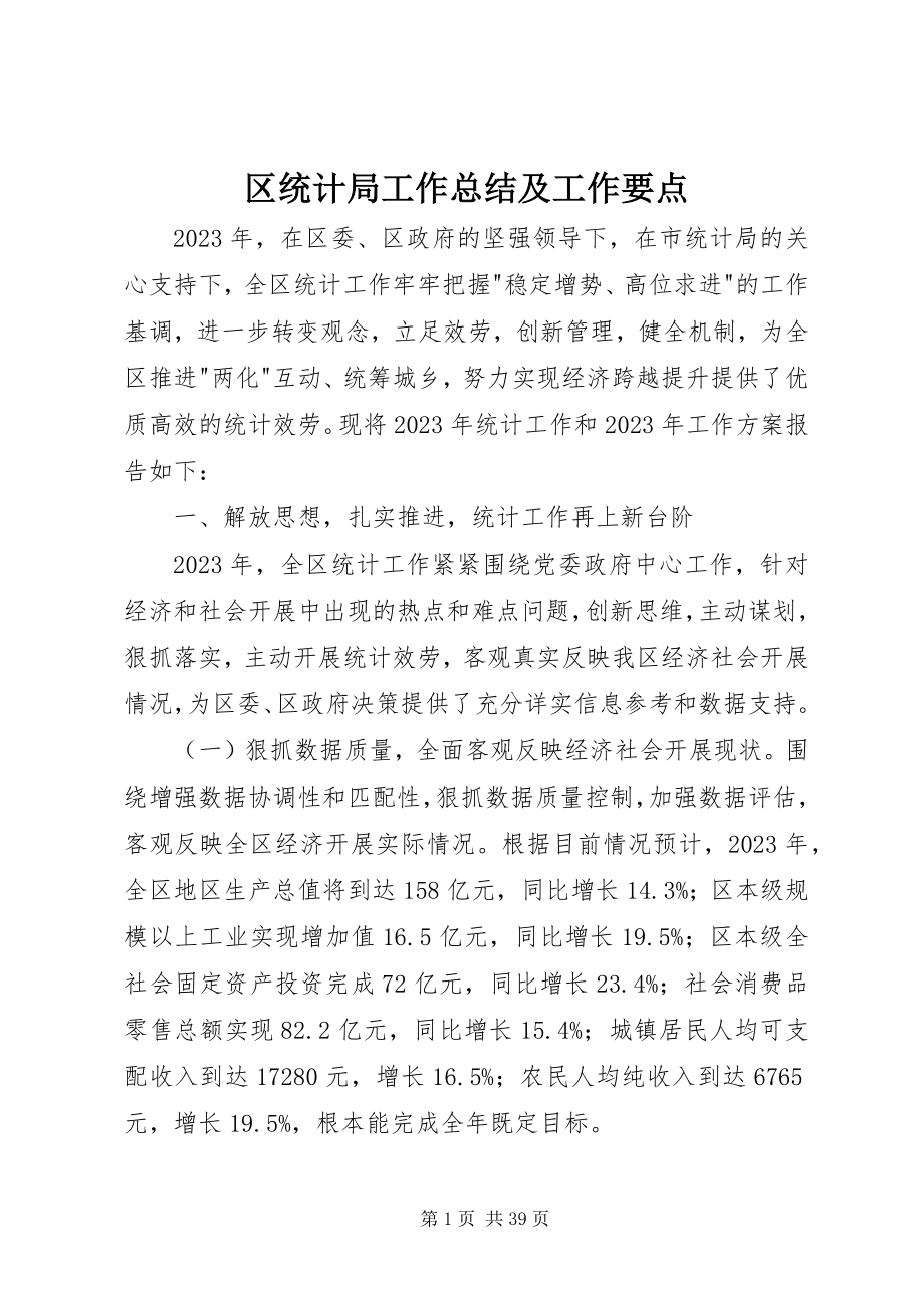 2023年区统计局工作总结及工作要点.docx_第1页