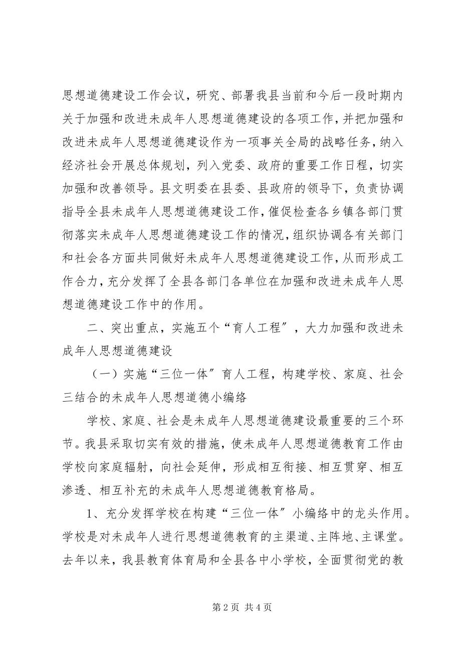 2023年县加强和改进未成年人思想建设工作总结.docx_第2页